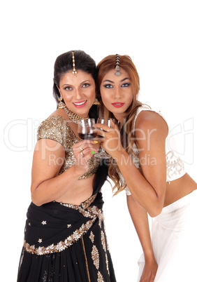 Two lovely women with wineglasses.