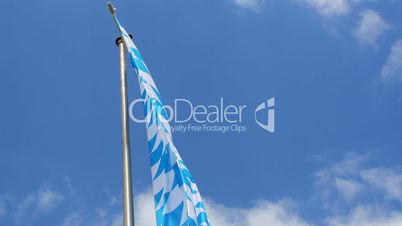 Bavarian flag in front of blue sky