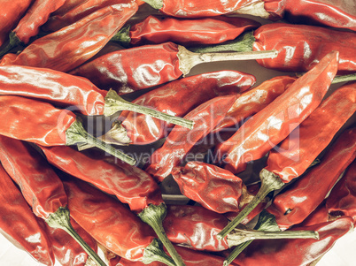 Hot chili pepper vegetables vintage desaturated