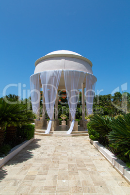 Beautiful wedding location with blue sky