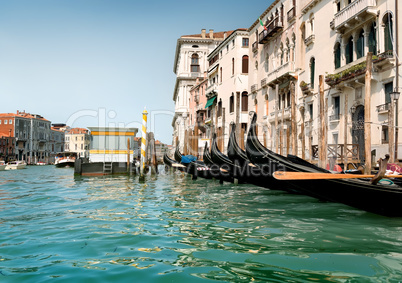 Black gondolas in Venice