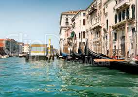 Black gondolas in Venice