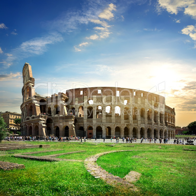 Great colosseum at sunset