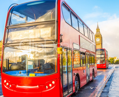 Red bus in london HDR