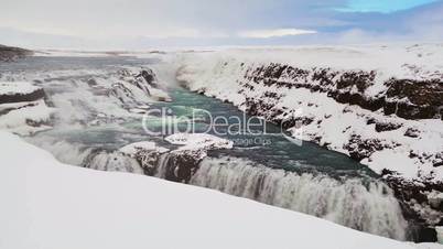 Time lapse of waterfall Gullfoss in Iceland