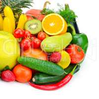 fruits and vegetables isolated on white background