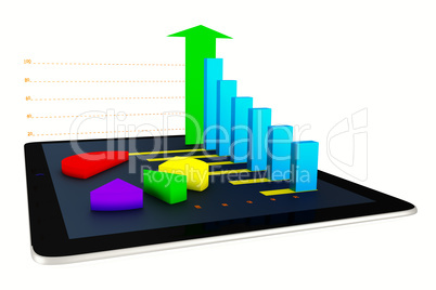 Diagram on tablet, 3d illustration