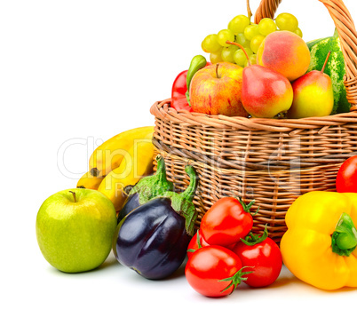 collection fruit and vegetable in basket