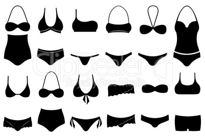 Set of different swimsuits
