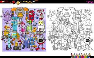 robot characters coloring page