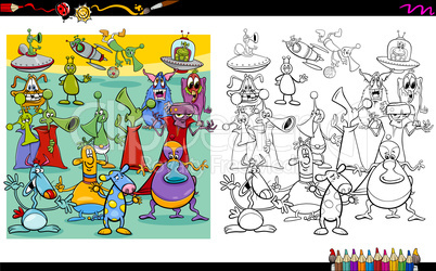 alien characters coloring page