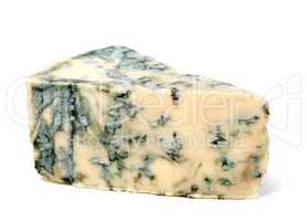 Blue cheese on white background