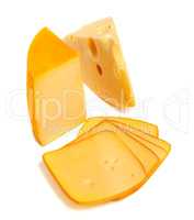 Pieces and slices of cheese