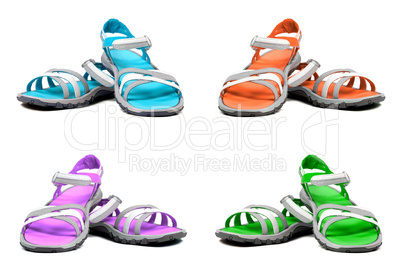 Set of multicolor summer sandals