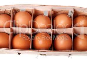 Brown eggs in eco box