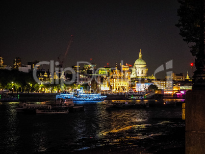 River Thames in London at night HDR