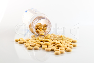 Closeup of various pills of supplement