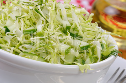 Salad with cucumber coleslaw