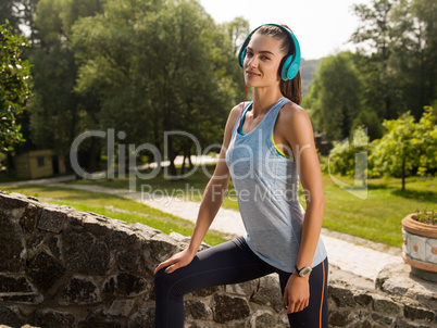 The girl running in the park.