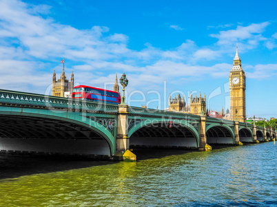 Westminster Bridge and Houses of Parliament in London HDR