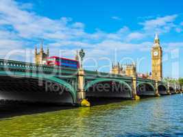 Westminster Bridge and Houses of Parliament in London HDR