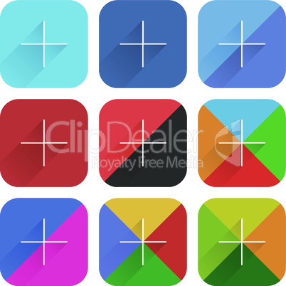 Popular social network web icon set with plus sign