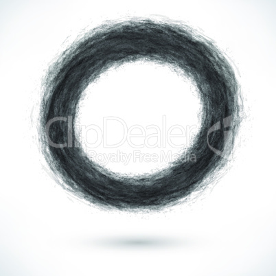 Black brush stroke in circle form with shadow