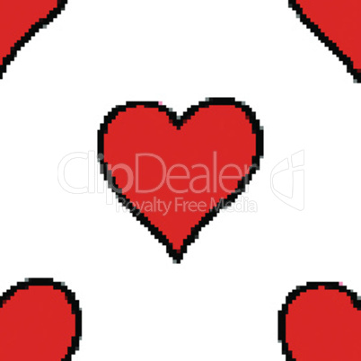 Seamless pattern with red heart sign