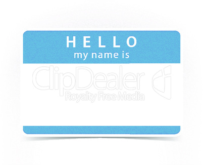 Blue color name tag blank sticker HELLO