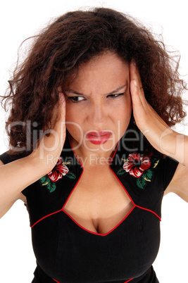Woman having a big migraine.