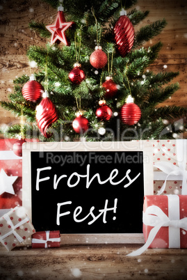 Tree With Frohes Fest Means Merry Christmas