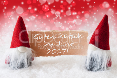 Red Christmassy Gnomes With Guter Rutsch 2017 Means New Year