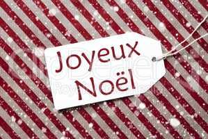 Label On Red Paper, Snowflakes, Joyeux Noel Means Merry Christmas
