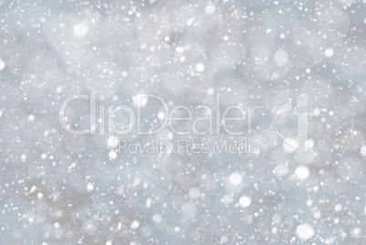 Silver Christmas Background With Snwoflakes And Bokeh, Blue Color