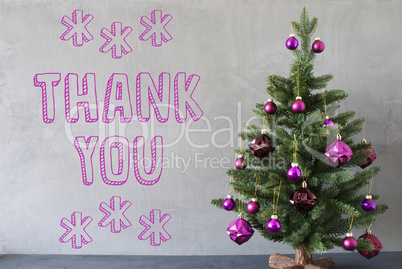 Christmas Tree, Cement Wall, Text Thank You