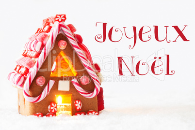Gingerbread House, White Background, Joyeux Noel Means Merry Christmas