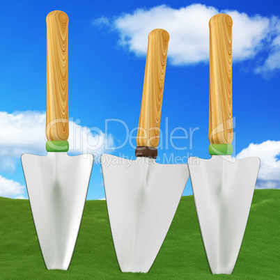 Plants shovel, 3d illustration