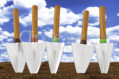 Plants shovel, 3d illustration