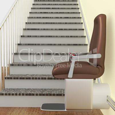 stairlift, 3D-Illustration