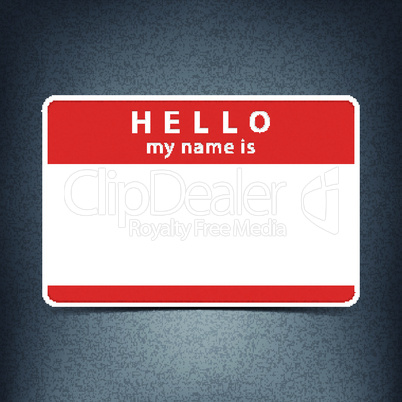 Red name tag blank sticker HELLO