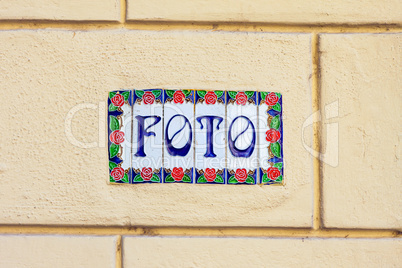 Word foto on decorative ceramic tiles