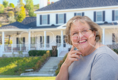 Senior Adult Woman in Front of House