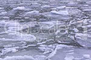 Ice blocks on the lake Balafon of Hungary