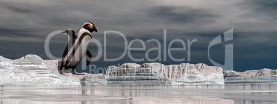 Penguin jumping into the water - 3D render