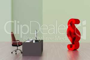 Office with paragraph sign, 3d illustration