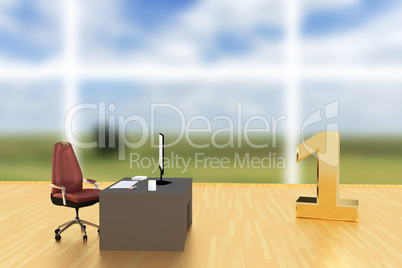 Office with number one, 3d illustration