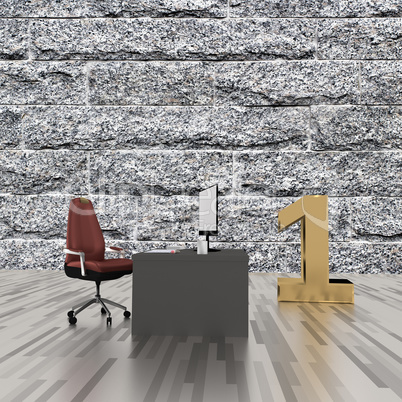 Office with number one, 3d illustration