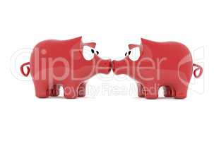 Kiss of two piggy bank, 3d image
