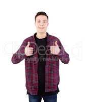 boy with thumbs up