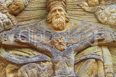 Rock relief - God and Jesus on the cross